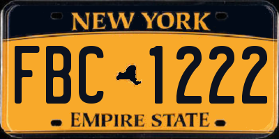 NY license plate FBC1222