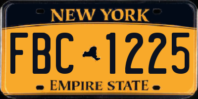 NY license plate FBC1225