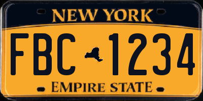 NY license plate FBC1234