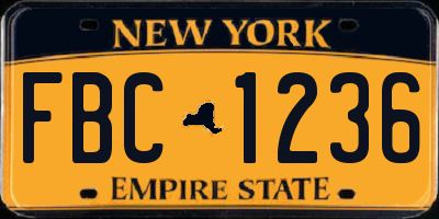 NY license plate FBC1236