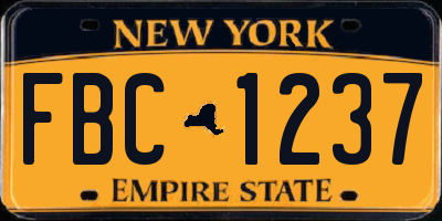 NY license plate FBC1237