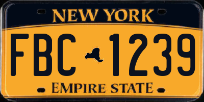 NY license plate FBC1239