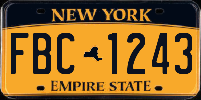NY license plate FBC1243