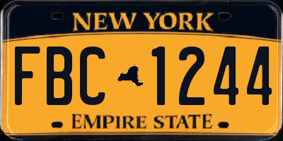 NY license plate FBC1244