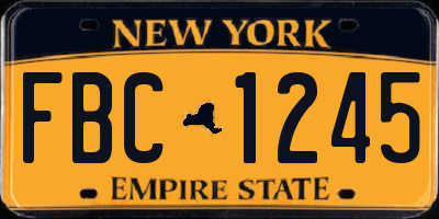 NY license plate FBC1245