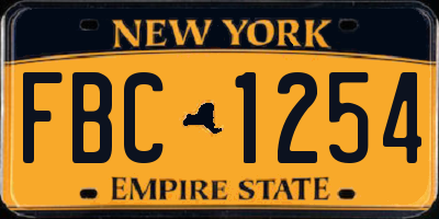 NY license plate FBC1254