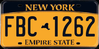 NY license plate FBC1262