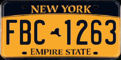 NY license plate FBC1263
