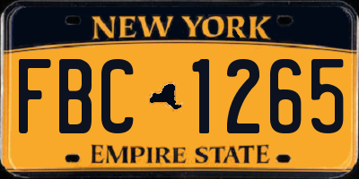 NY license plate FBC1265