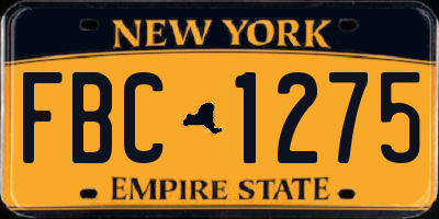 NY license plate FBC1275