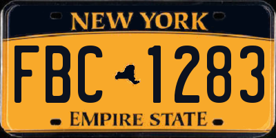 NY license plate FBC1283