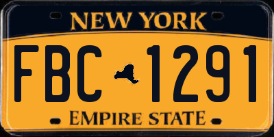 NY license plate FBC1291