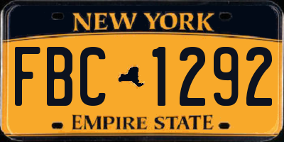 NY license plate FBC1292