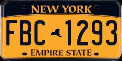 NY license plate FBC1293