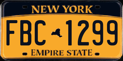 NY license plate FBC1299