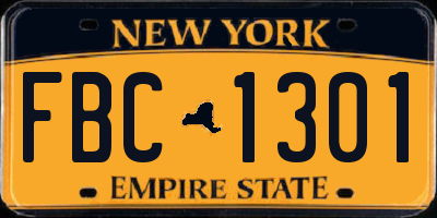 NY license plate FBC1301