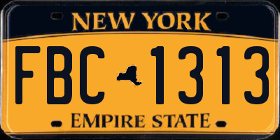 NY license plate FBC1313