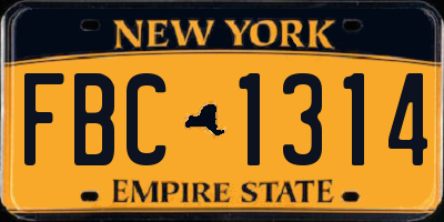NY license plate FBC1314