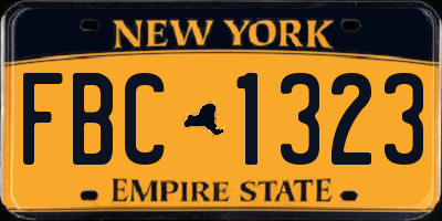 NY license plate FBC1323
