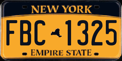 NY license plate FBC1325