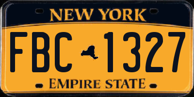 NY license plate FBC1327