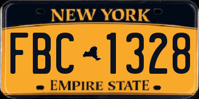 NY license plate FBC1328