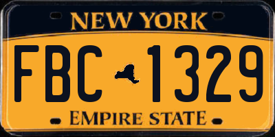 NY license plate FBC1329