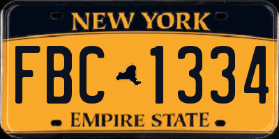 NY license plate FBC1334