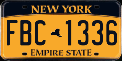 NY license plate FBC1336