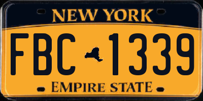 NY license plate FBC1339