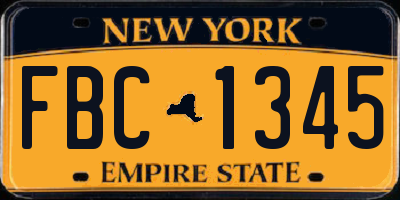 NY license plate FBC1345