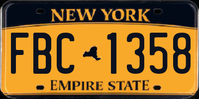 NY license plate FBC1358