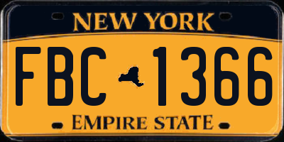 NY license plate FBC1366