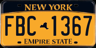 NY license plate FBC1367