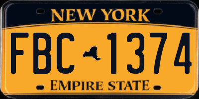 NY license plate FBC1374