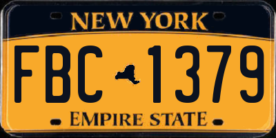 NY license plate FBC1379