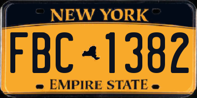 NY license plate FBC1382