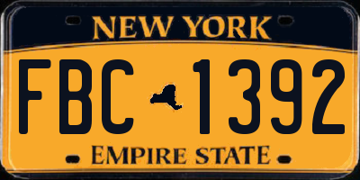 NY license plate FBC1392