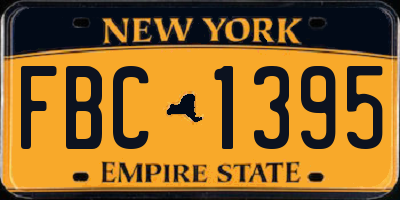NY license plate FBC1395