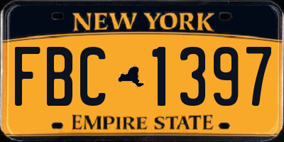 NY license plate FBC1397