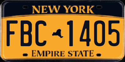NY license plate FBC1405