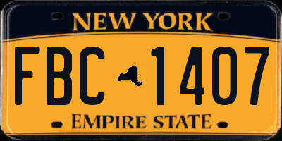 NY license plate FBC1407