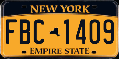 NY license plate FBC1409