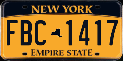 NY license plate FBC1417