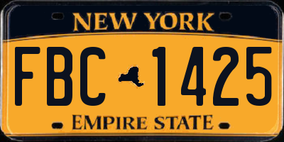 NY license plate FBC1425