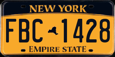 NY license plate FBC1428