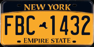 NY license plate FBC1432