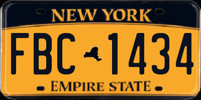 NY license plate FBC1434