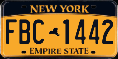 NY license plate FBC1442