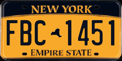 NY license plate FBC1451